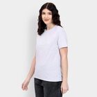 Ladies' Round Neck T-Shirt , मिश्रित मध्यम ग्रे, small