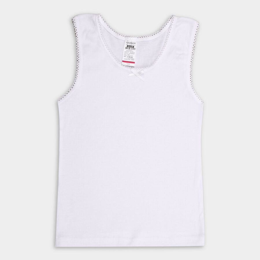 Girls' 100% Cotton Vest, सफ़ेद, large image number null