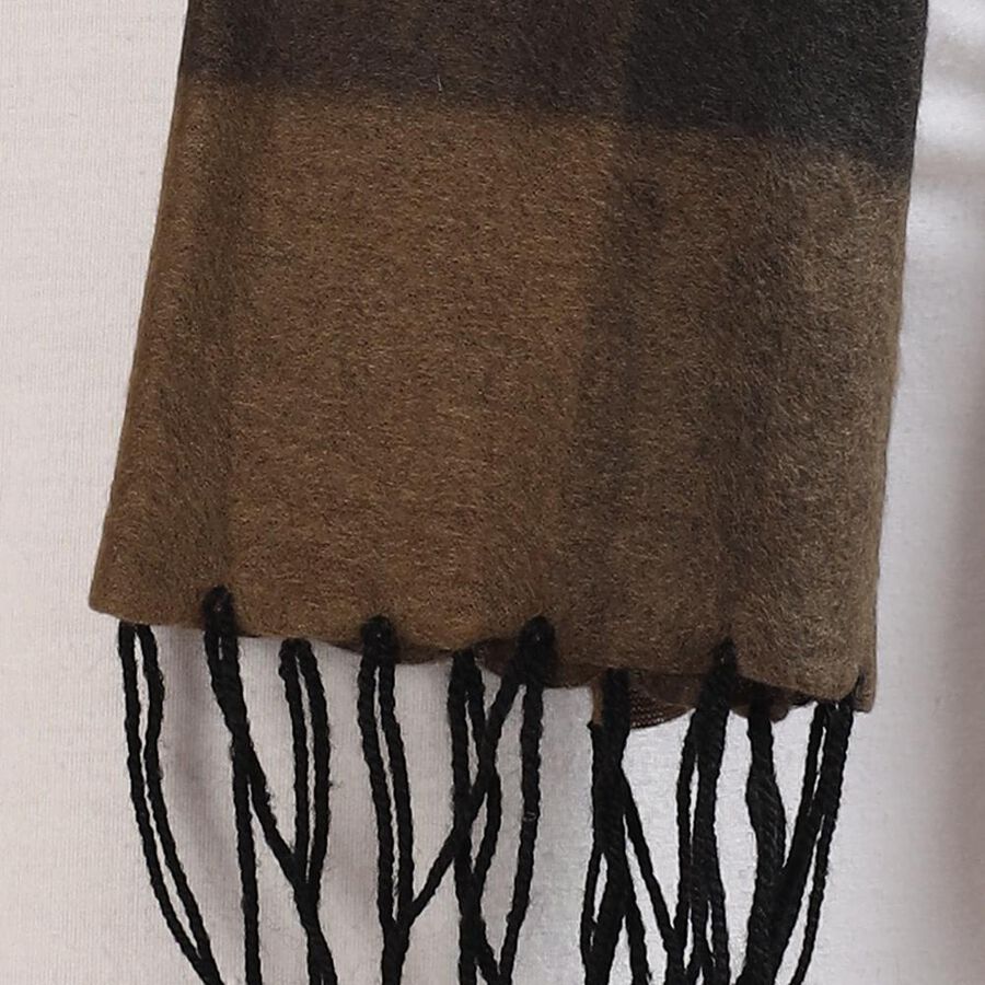 Men's Dark Brown Checked Muffler, Brown, large image number null