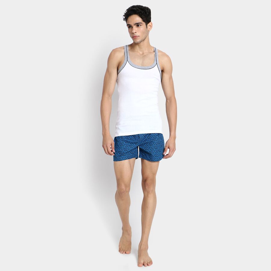 Men's 100% Cotton Boxers, गहरा नीला, large