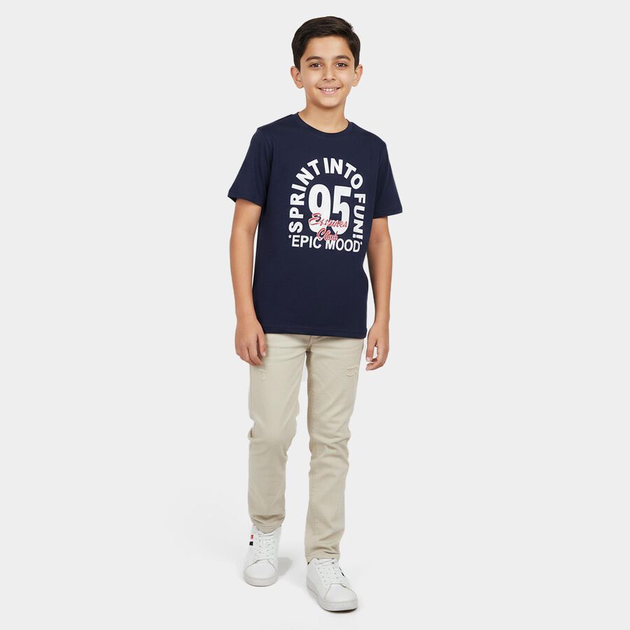 Boys' Half Sleeves T-Shirt, Navy Blue, large