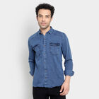 Cotton Solid Casual Shirt, Melange Blue, small image number null