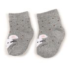 Infants Muted Gray and Soft Peach Regular Fit Embroidered Pack of 2 Socks, हल्का गुलाबी, small image number null