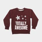 Girls' Maroon Round Neck Pullover Sweatshirt, वाइन, small