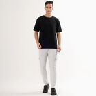 Men's Light Ash Grey Relaxed Fit Cargo Track Pants, Melange Light Grey, small image number null