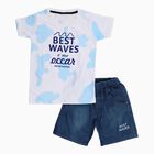 Boys' Light Blue Cotton Round Neck Printed Baba Suit, Light Blue, small image number null