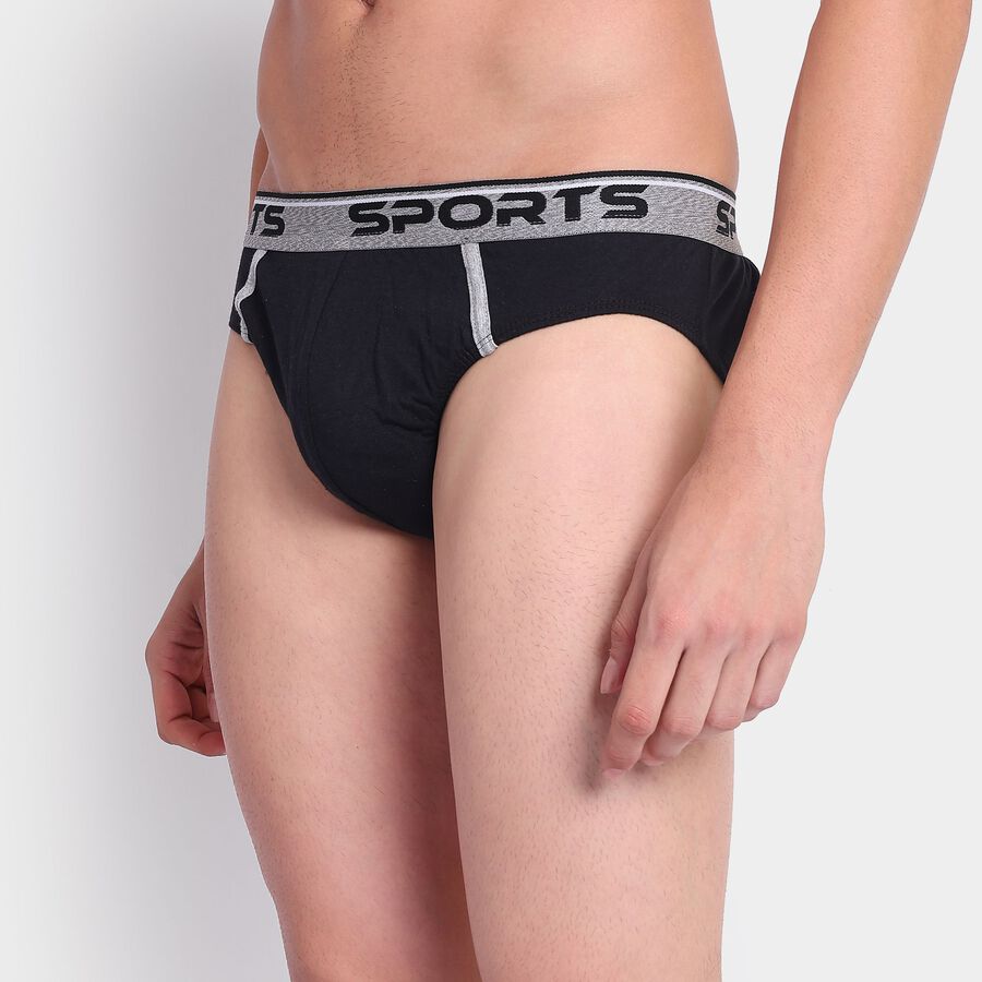 Men's100% Cotton Briefs, Black, large image number null