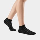 Women's Black Regular Fit Geometric Pattern Pack of 1 Socks, काला, small