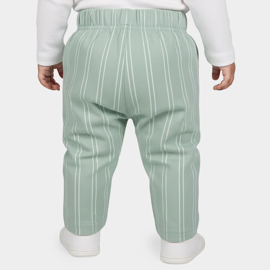 Infants' Mint Green Straight Fit Striped Cotton Pyjama, हल्का हरा, large