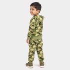 Boys Olive Green Hooded Graphic Print Baba Suit, Olive, small