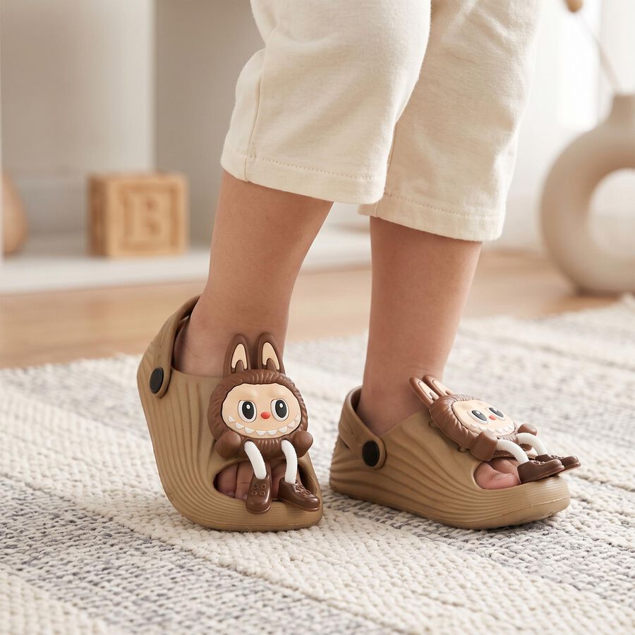 Boys' Beige Slip-On Back Strap Sandals, Beige, large