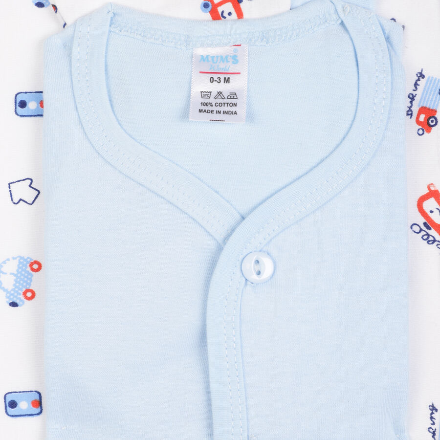 Infants Printed Cotton Baby Gift Set, Light Blue, large image number null