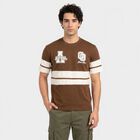 Men's Brown Round Neck Regular T-Shirt, Brown, small