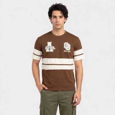 Men's Brown Round Neck Regular T-Shirt