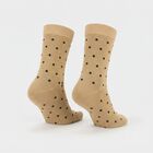 Women's Beige Regular Fit Polka Dot Toe Socks, गहरा पीला, small