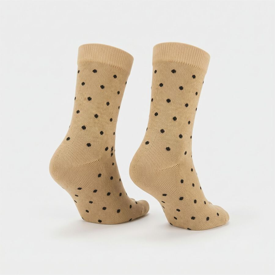 Women's Beige Regular Fit Polka Dot Toe Socks, गहरा पीला, large