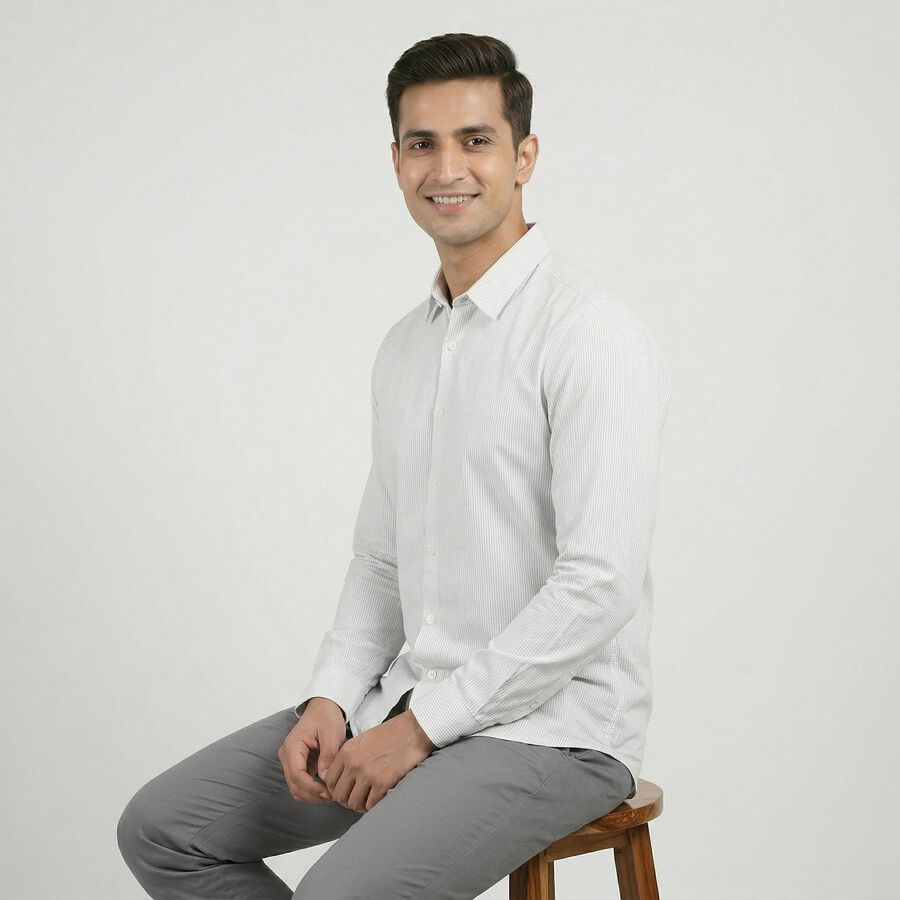 Men's White Casual Shirt, सफ़ेद, large
