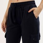Women's Deep Navy Blue Relaxed Fit Cargo Track Pants, नेवी ब्लू, small image number null