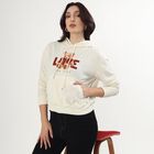 Women's Rich Eggshell White Hooded Neck Casual Sweatshirt, Off White, small image number null