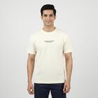 Men's White Round Neck Casual T-Shirt, ऑफ व्हाइट, small