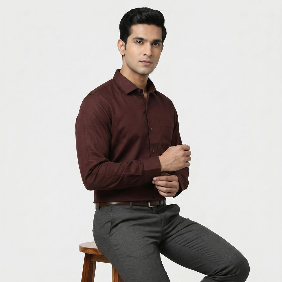 Men's Formal Shirt, Maroon, large