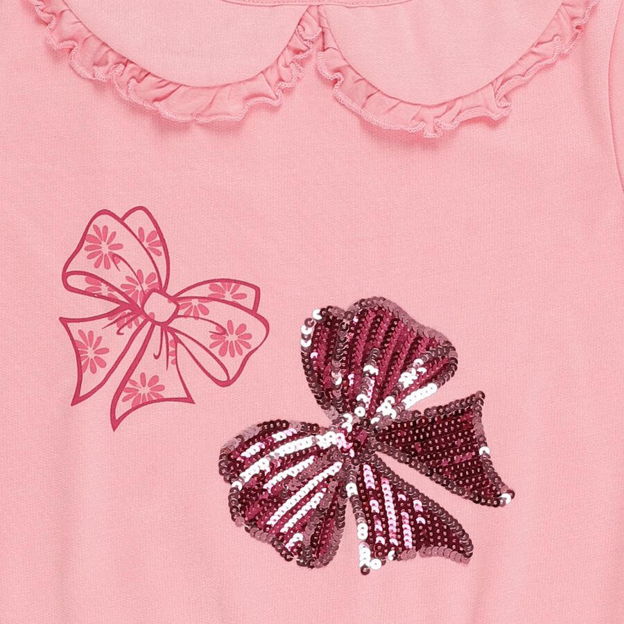 Girls Light Pink Ruffle Collar Casual Sweatshirt, Pink, large image number null