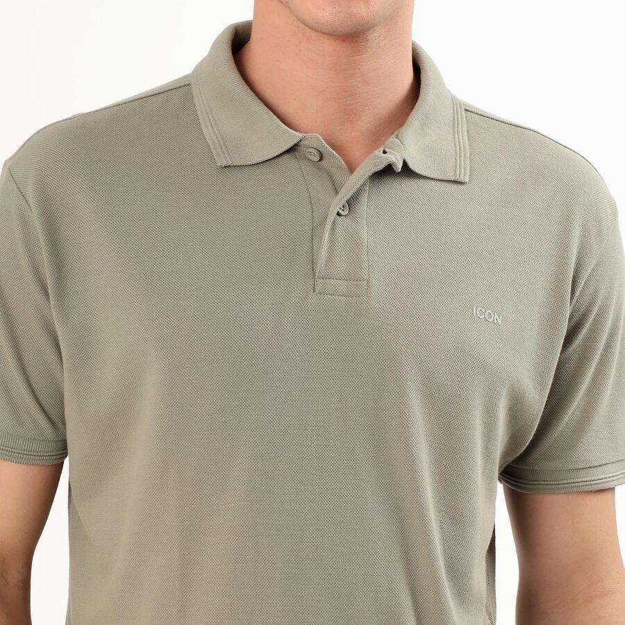Men's Light Sage Green Polo Neck Casual T-Shirt, हल्का हरा, large image number null