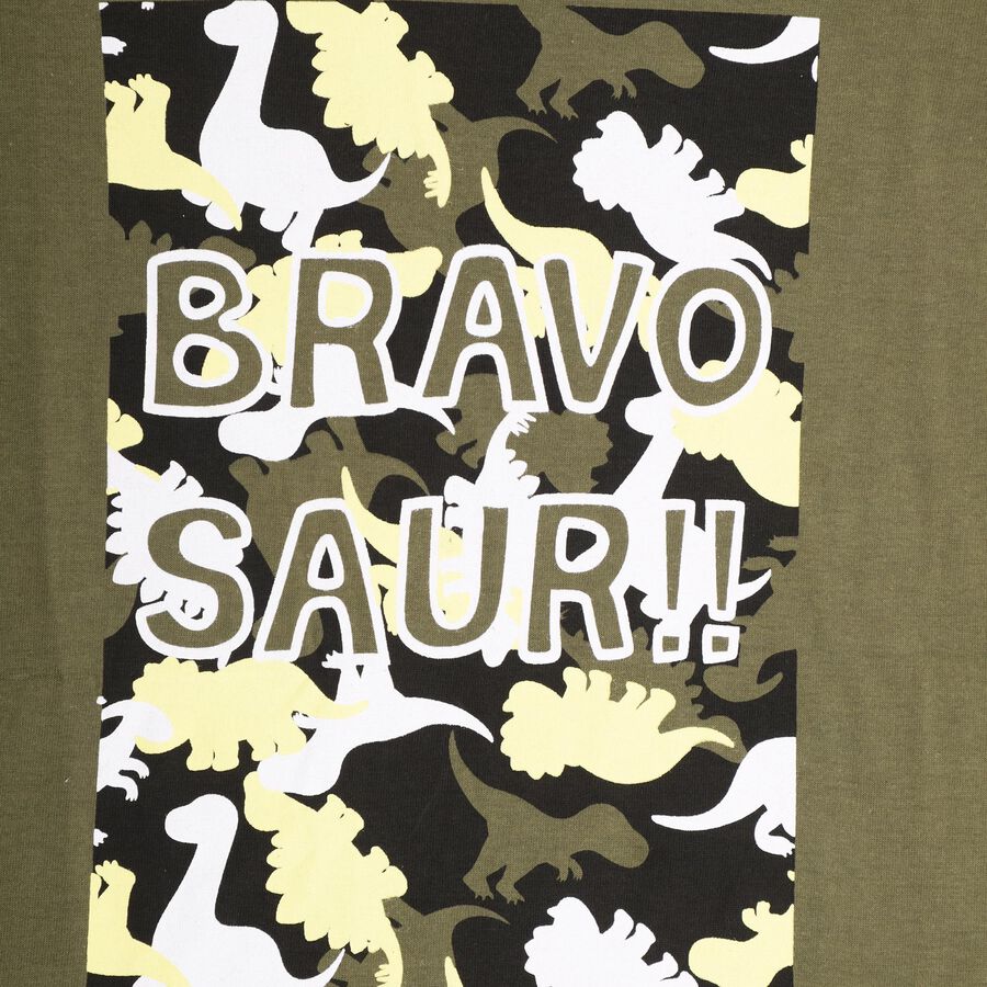 Boys' 100% Cotton Half Sleeves T-Shirt , Olive, large image number null