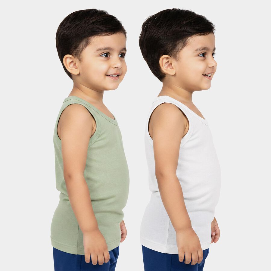 Boys Mint Green Cotton Round Neck Waistcoat Vest, हल्का हरा, large