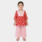 Girls Coral Round Neck Fusion Set Upper and Bottom Set, मूँगा (कोरल), small