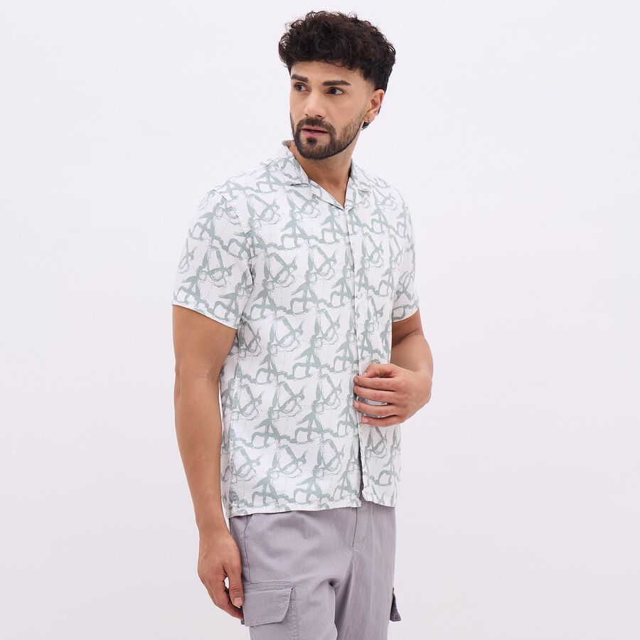 Men's Light Green Cotton Classic Collar Casual Shirt, Light Green, large image number null