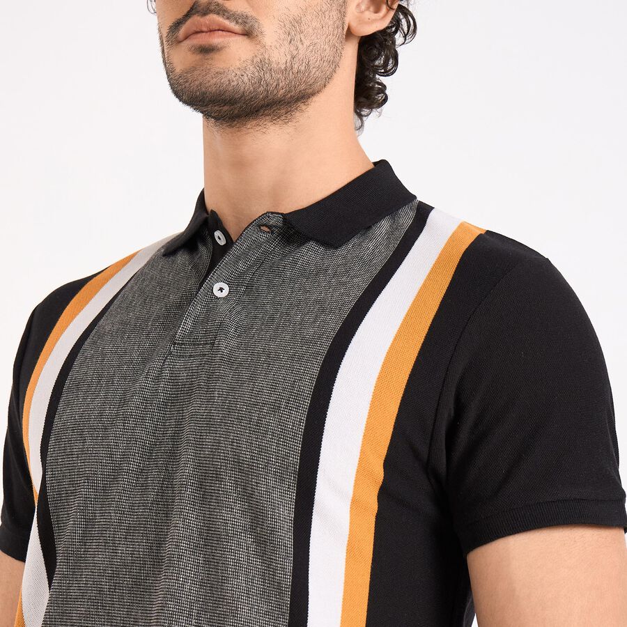 Men's Collared Half Sleeves T-Shirt , काला, large image number null