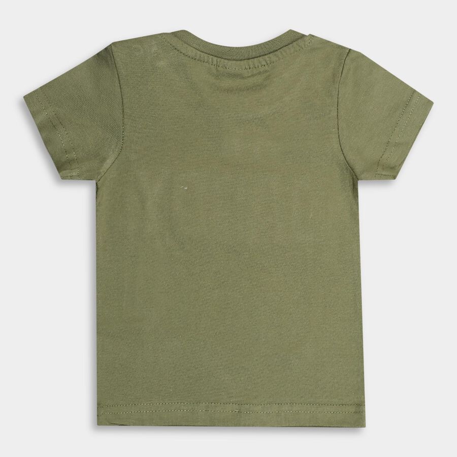 Boys' Olive Cotton Round Neck Printed Baba Suit, Olive, large