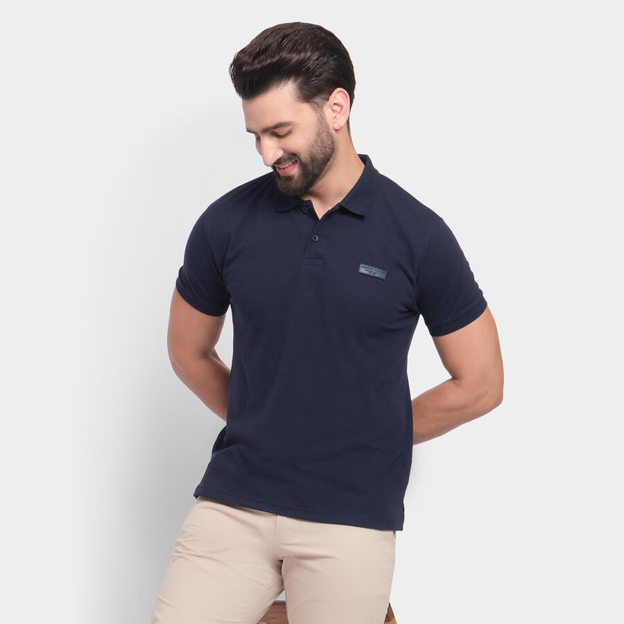 Men's Collared Half Sleeves T-Shirt , Dark Blue, large image number null