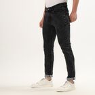Men's Washed Black Skinny Fit Five-Pocket Jeans, Black, small image number null