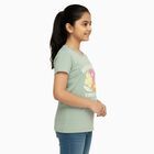 Girls Light Sage Green Round Neck Casual T-Shirt, हल्का हरा, small image number null