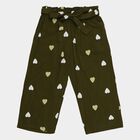 Girls Olive Regular Fit Floral Printed Capri, ओलिव, small