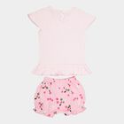 Infants Yellow Hippo Cotton Round Neck Shorts Set, Pink, small image number null