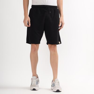 Men's Jet Black Regular Fit Solid Bermuda Shorts