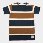 Boys Brown Round Neck Casual T-Shirt, भूरा, small