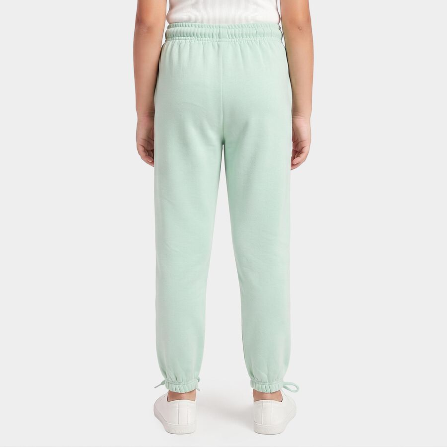 Girls Mint Green Jogger Fit Typographic Printed Winter Pyjama, हल्का हरा, large