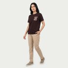 Women's Wine Round Neck Regular T-Shirt, Wine, small