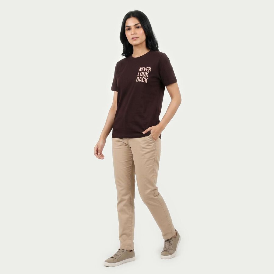 Women's Wine Round Neck Regular T-Shirt, Wine, large