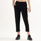 Women's Jet Black Regular Fit Side-Striped Track Pants, Black, small image number null