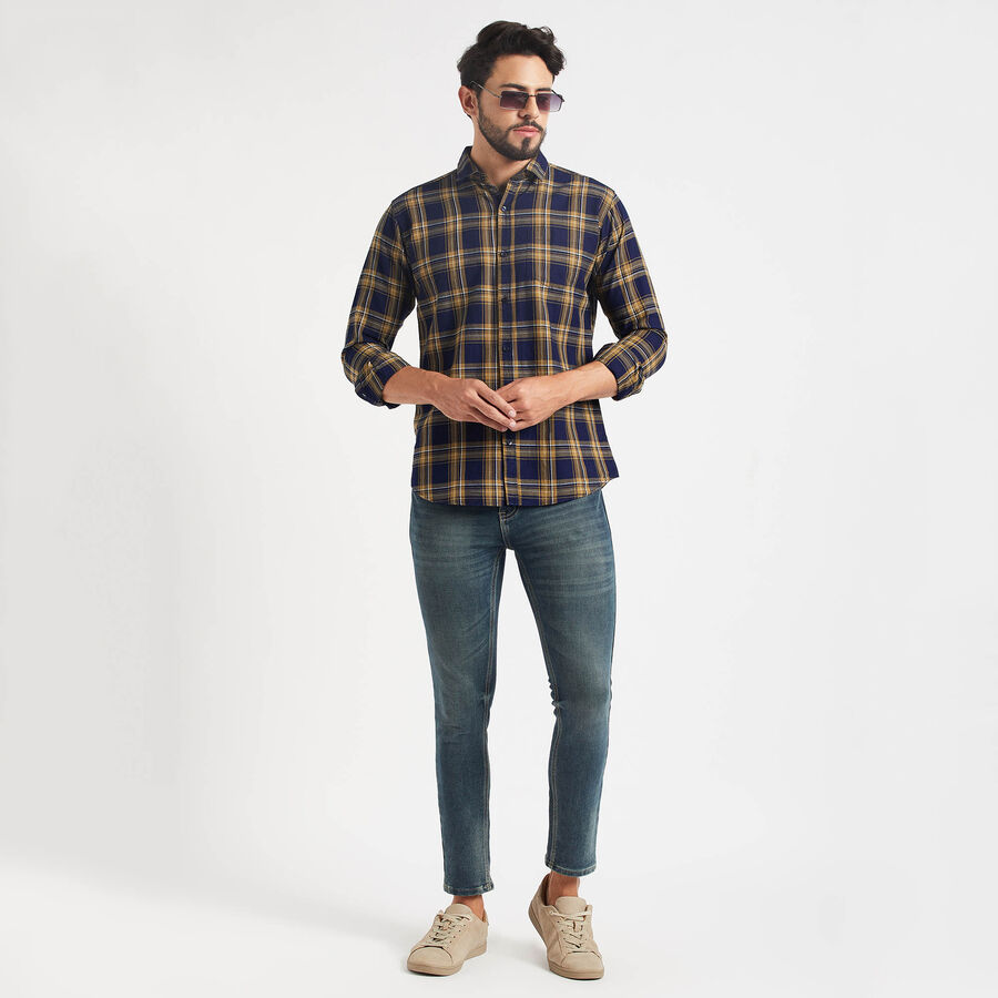 Cotton Checks Casual Shirt, Mustard, large image number null