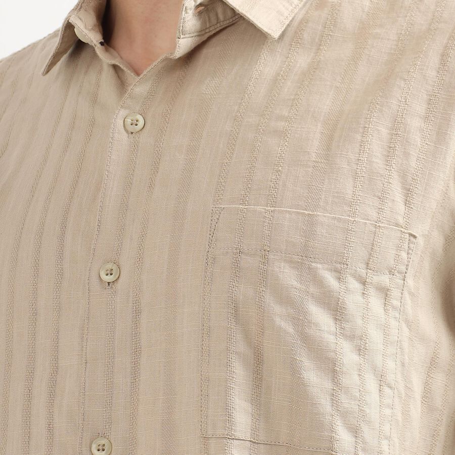 Men's Light Beige Cotton Classic Casual Shirt, गहरा पीला, large image number null