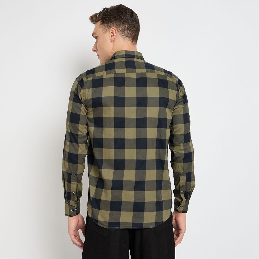 Men's 100% Cotton Casual Shirt, Dark Green, large image number null