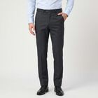 Men's Navy Blue Slim Fit Flat-Front Formal Trousers, Navy Blue, small