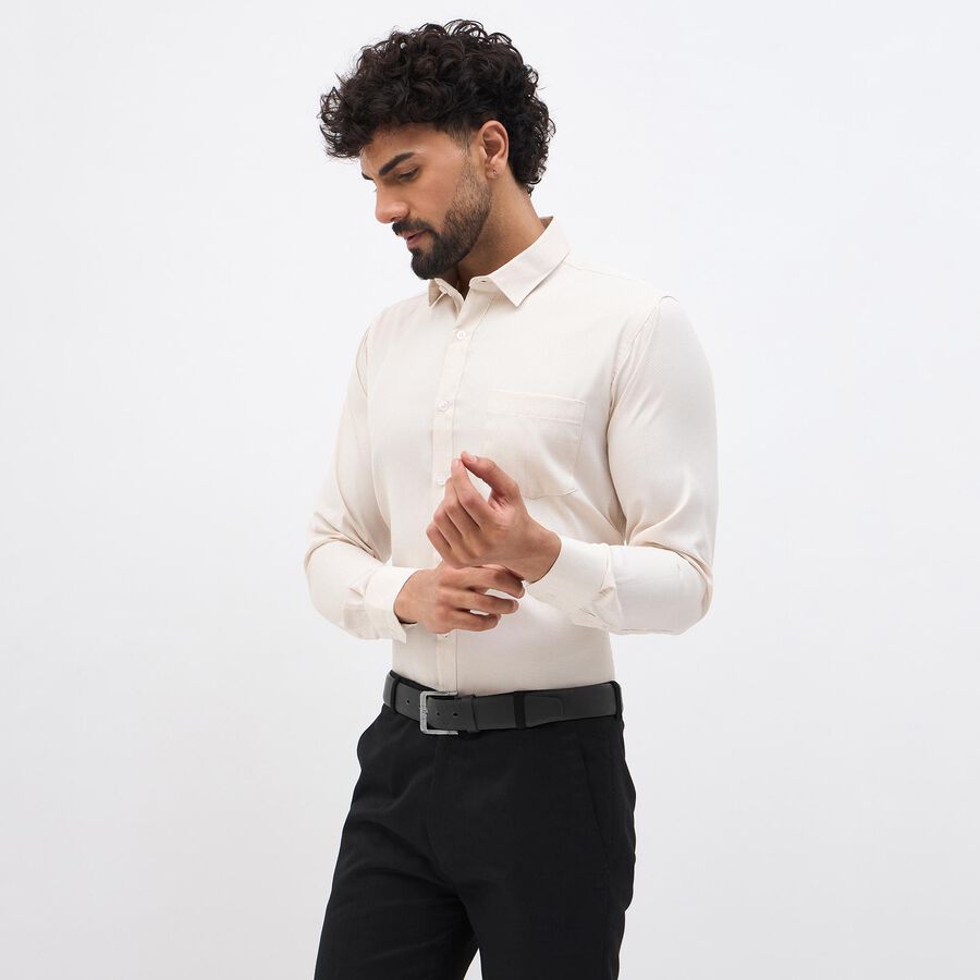 Men's Light Beige Classic Formal Shirt, गहरा पीला, large image number null