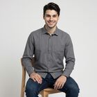 Men's Grey Casual Shirt, गहरा ग्रे, small
